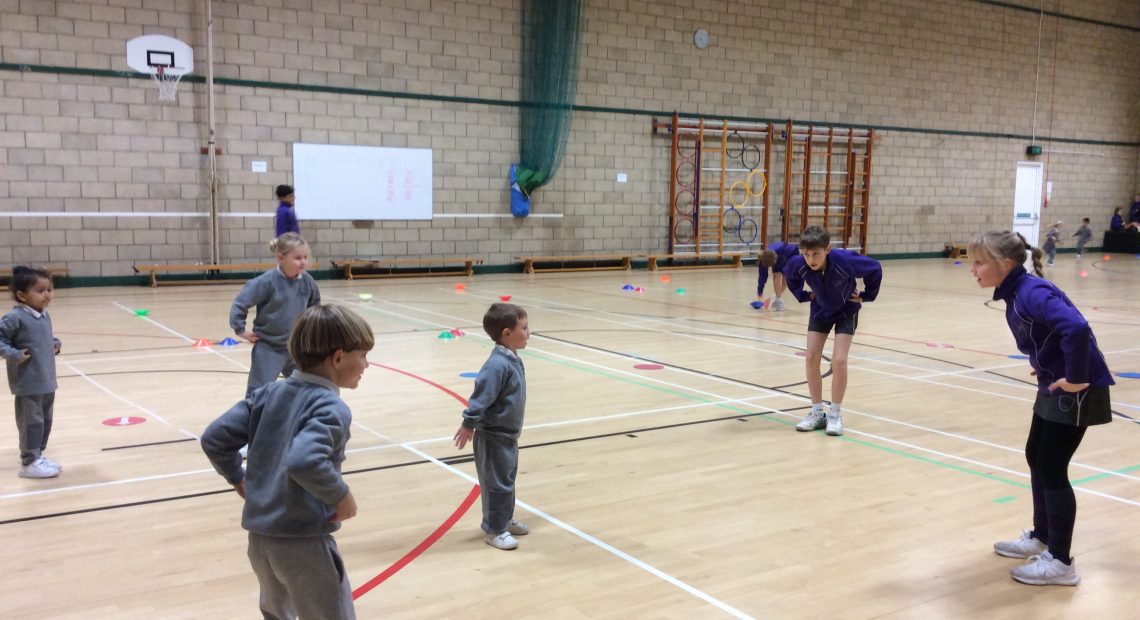 children in a sports hall