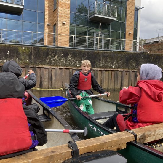 children from a private school in Surrey canoeing