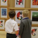 children viewing art