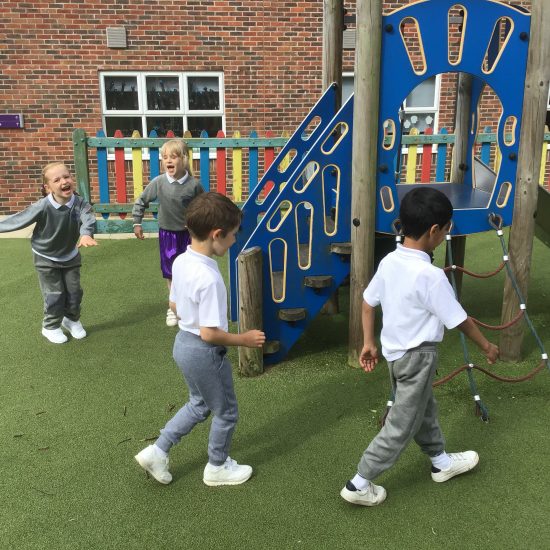 children from a private school in Surrey in the playground