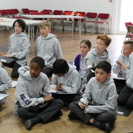children from an independent school in Surrey in fleeces
