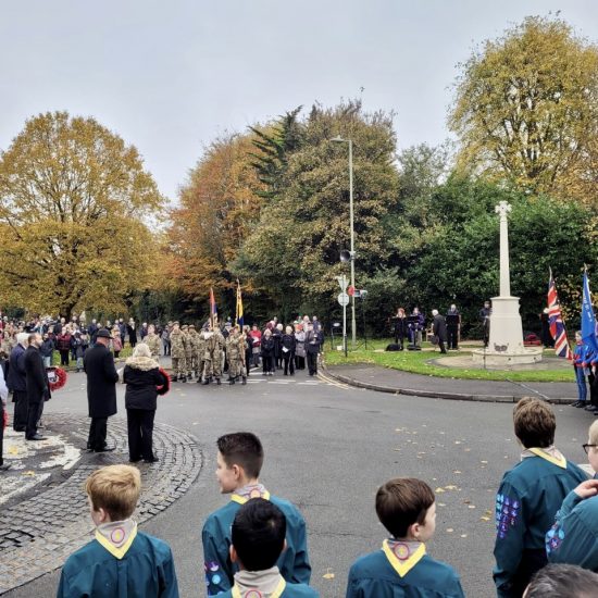 remembrance day being observed at a prep school in Surrey