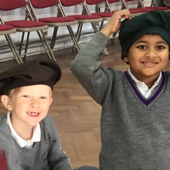 children with hats on
